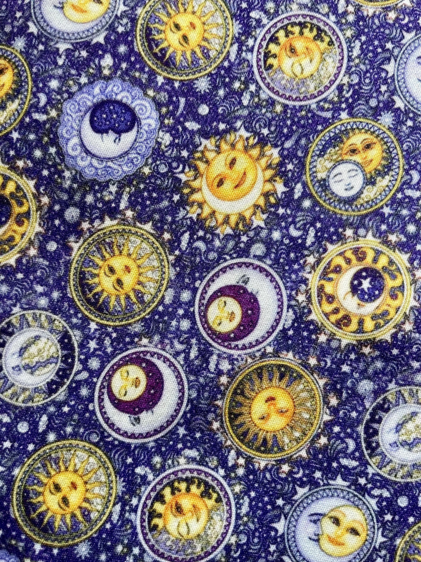 Purple Galaxy Sun and Moon Pattern ∙ Scrub Cap Soft & Stretchy ∙ Euro or Unisex style hat ∙ Satin lined option ∙ Adjustable Nurse Cap