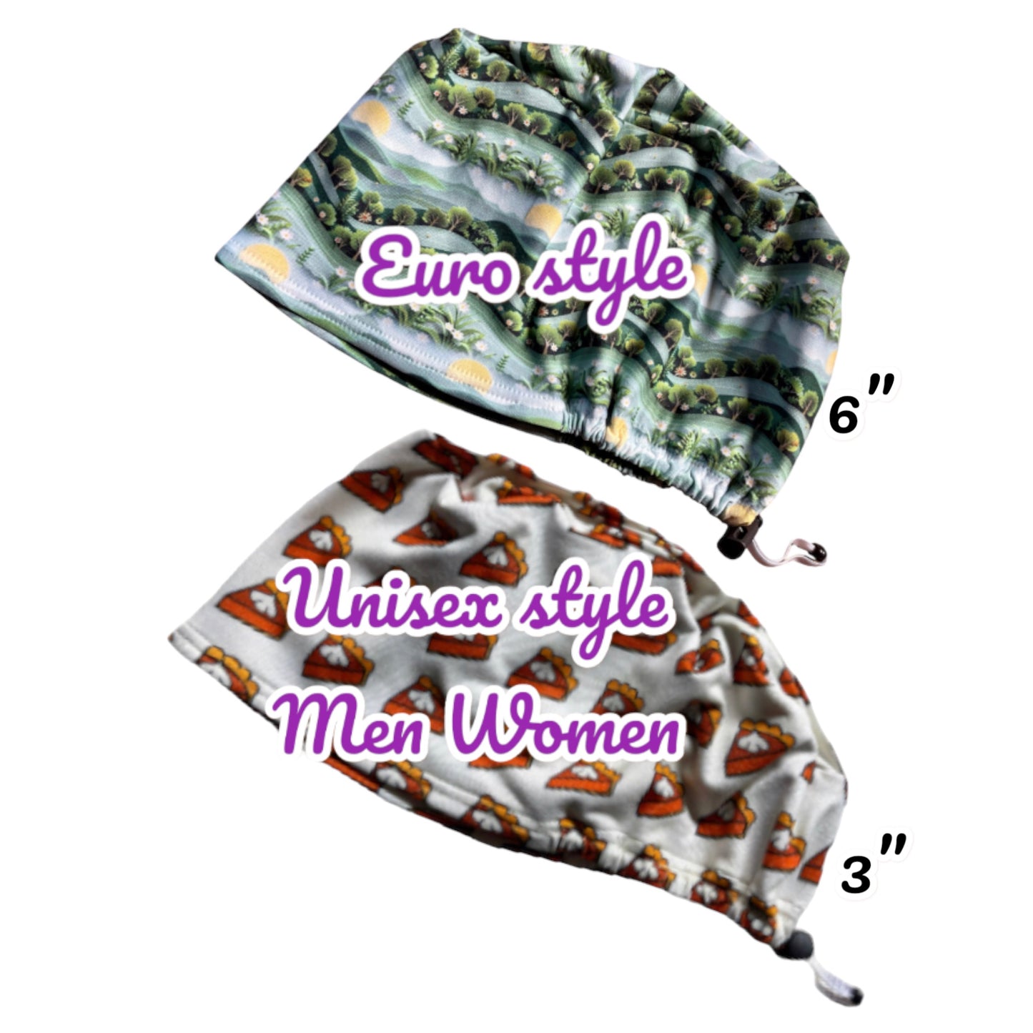 Colorful Crab Pattern ∙ Scrub Cap Soft & Stretchy ∙ Euro or Unisex style hat ∙ Satin lined option ∙ Adjustable Nurse Cap