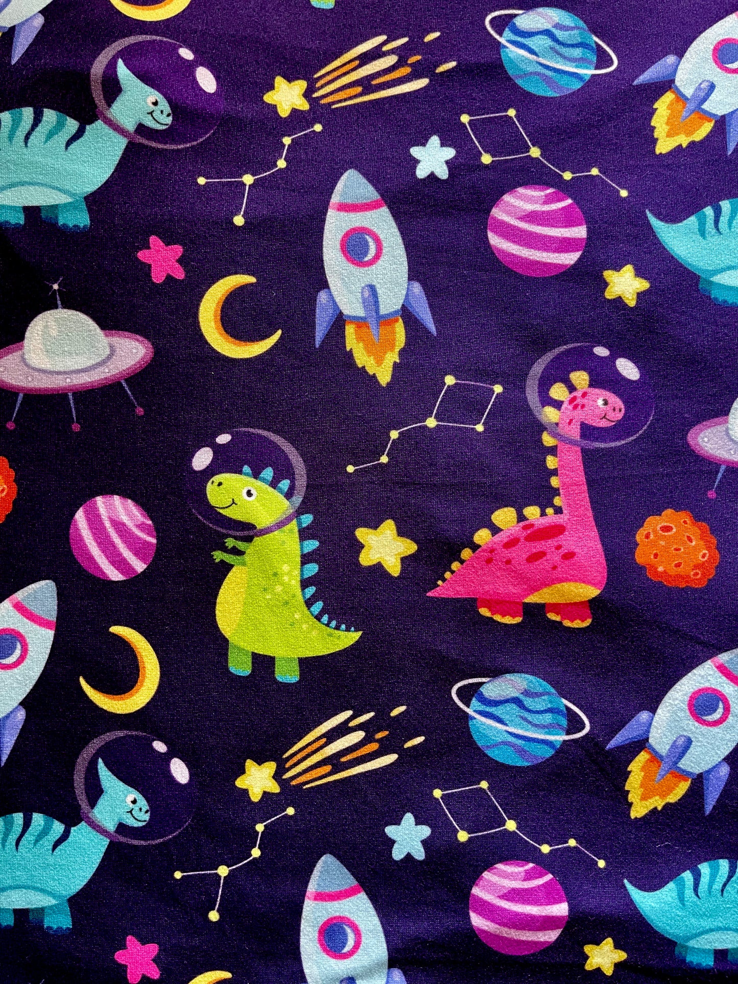 Dino in Space Purple Pattern ∙ Scrub Cap Soft & Stretchy ∙ Euro or Unisex style hat ∙ Satin lined option ∙ Adjustable Nurse Cap