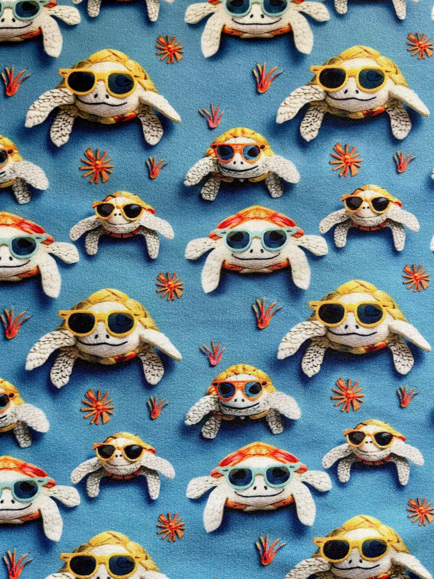 Sea Turtles with glasses Blue Funny 3D Design Pattern ∙ Scrub Cap Soft & Stretchy ∙ Euro or Unisex style hat ∙ Satin lined option ∙ Adjustable Nurse Cap