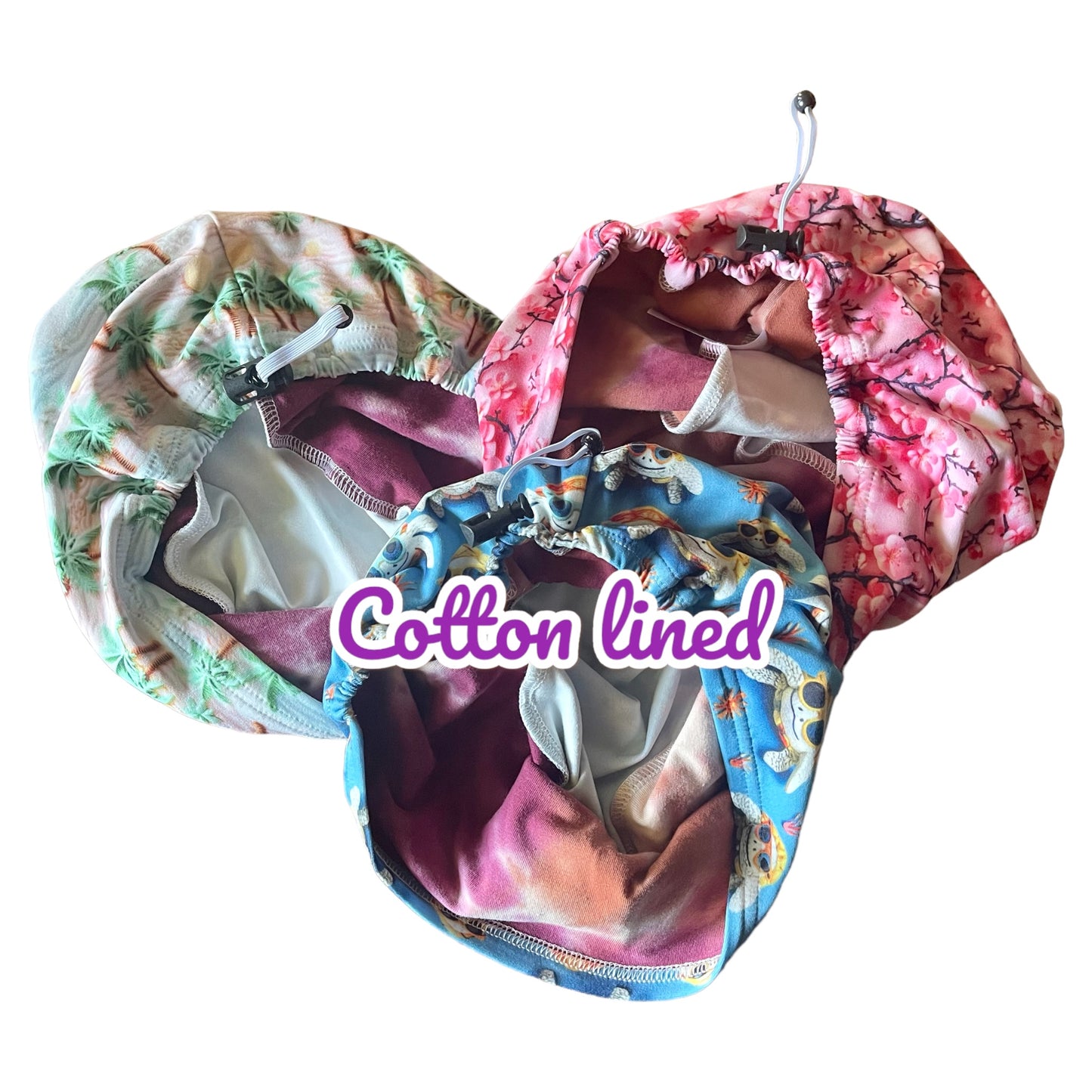 Pink Blue Yellow Butterflies 3D Design Pattern ∙ Scrub Cap Soft & Stretchy ∙ Euro or Unisex style hat ∙ Satin lined option ∙ Adjustable Nurse Cap