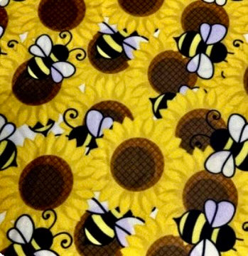 Bumble Bee and Sunflower Pattern  ∙ Scrub Cap Soft & Stretchy ∙ Euro or Unisex style hat ∙ Satin lined option ∙ Adjustable Nurse Cap